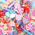 WILLBOND 120 Pieces Assorted Charms Cute Set Flatback Beads Making Kit Mixed Candy Sweets Resin Random Kawaii Candy Resin Ornaments for DIY Craft Scrapbooking Decoration