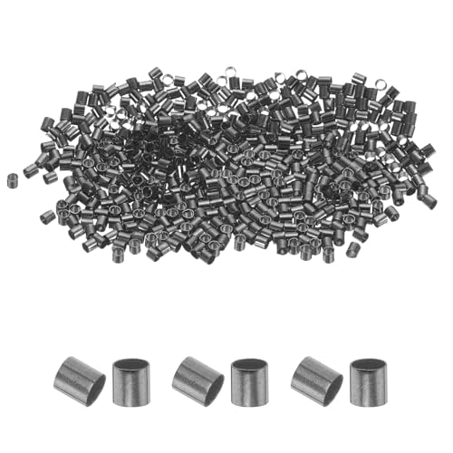 uxcell 500 Pcs Tube Crimp Beads, 1.5x1.5mm Copper Crimp Beads End Stopper Beads Tiny Loose Spacer Beads for Earrings Necklaces Bracelets Pendant DIY Crafts, Black - color: Black, size: 1.1 mm
