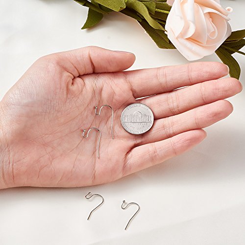 KISSITTY 100-Piece Platinum French Hook Ball Dot Earwires 22x11mm Dangle Earring Wires Findings