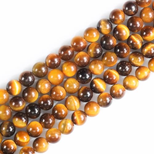 6mm Natural Gemstone Round Yellow Tiger Eye Loose Beads for Jewelry Making Bracelets Necklace Earrings Art Craft (60-62pcs/strand) - color: Yellow Tiger Eye, size: 6mm (15"/Strand)