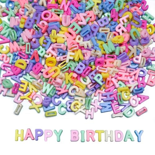 300+ Pieces 9x12mm Big Large Alphabet Letter Beads Charms A-Z Mixed Plastic Shape Loose Bead for Jewelry Making Bracelets Necklaces Key Chains (Macaroon Candy Colors) - color: Macaron Mixed Color, size: 300 Pieces