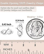 Dailyacc S925 Double Opening Lobster Clasp Sterling Silver and Gold Necklace Bracelet Extender Clasps and Closures for DIY Jewelry - color: Silver 2PCS, size: 11mm × 6.5mm