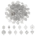 PH PandaHall 120pcs Tibetan Pendent 12 Style Antique Filigree Pendants Alloy Connector Teardrop Heart Lotus Shaped Linking Decoration Pendants for Bracelet Necklace Earring Jewelry Making Diwali