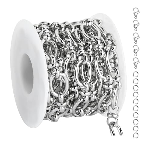 UMAOKANG 2 Meters Stainless Steel Jewelry Chains Bulk Rolo Chains Bulk for Men and Women Jewelry DIY Jewelry Making Chain - color: Rolo (Steel)