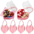 Youyole 6 Pcs Mother's Day Small Heart Box Containers with Handle Reusable Plastic Gift Bag Portable Jewelry Organizer for Flower Gifts Candy Snack Food Party Favor(Pink)