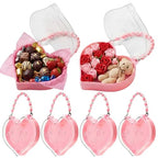 Youyole 6 Pcs Mother's Day Small Heart Box Containers with Handle Reusable Plastic Gift Bag Portable Jewelry Organizer for Flower Gifts Candy Snack Food Party Favor(Pink)