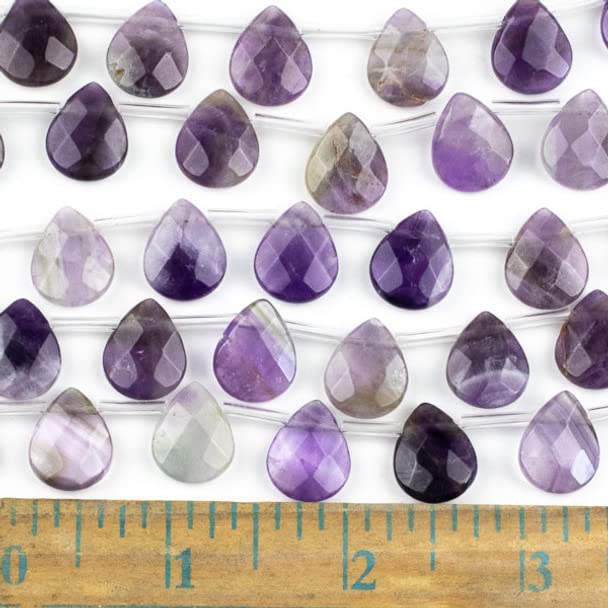 Cherry Blossom Beads Amethyst 12x15mm Faceted Top-drilled Gemstone Teardrop Beads - 12 pcs/ 8 Inch Strand - color: Amethyst
