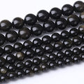 12MM Black Golden Obsidian Round Loose Beads Natural Gem Beads Crystal Energy Stone Beads for Jewelry Making DIY Bracelet Necklace - color: Black Golden Obsidian, size: 12mm