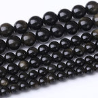 8MM Black Golden Obsidian Round Loose Beads Natural Gem Beads Crystal Energy Stone Beads for Jewelry Making DIY Bracelet Necklace - color: Black Golden Obsidian, size: 8mm