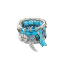 Bohemian Multilayer Beaded Bracelet Set, Colorful Stacked Stretch Bracelets with Tassel and Wing Charm - color: xhy021-8