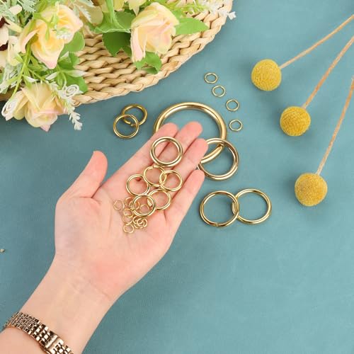 uxcell 50Pcs Open Jump Rings, 25mm/0.98" OD Brass Jump Ring Connectors 2mm Thick O Rings for Necklaces Bracelet Jewelry Making Keychain DIY Craft, Gold Tone - size: 25mmx2mm