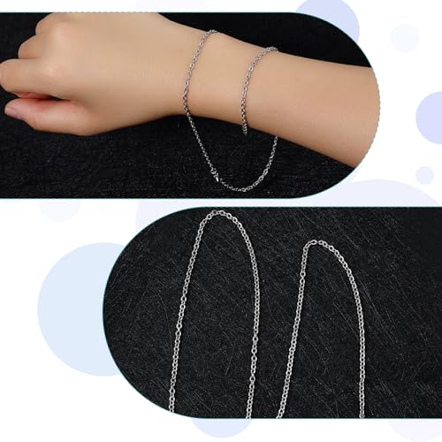 10 PCS Necklace Chains, Stainless Steel Cable Chain Necklace Silver Plated Bulk Necklaces Extender for Jewelry Making DIY Supplies, 17.7 Inches (10)