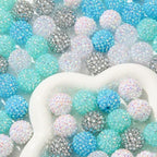 20mm Rhinestone Beads 20pcs Chunky Bubblegum Beads Beadable Pen Beads Shine Disco Ball Beads Jumbo Plastic Beads for Necklace Jewelry Bracelets DIY Crafts Making (bluewhite) - color: bluewhite