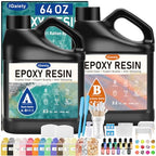 IGaiety Epoxy Resin, 64 OZ Epoxy Resin Kit, Fast Curing Clear Casting and Coating Epoxy Kit No Yellowing High Gloss Craft Resin for Wood Table Top, DIY Art Crafts (32 OZ+32 OZ) - size: 64 OZ