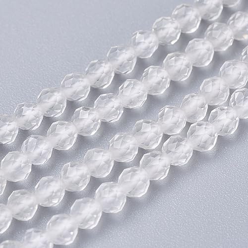 LiQunSweet 100 Pcs 3mm Natural Quartz Crystal Beads Strands Faceted Round Clear Loose Crystal Gemstone Bead Spacer for DIY Bracelet Necklace Materials - color: Natural Quartz Crystal Beads_3mm