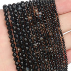 120pcs 3mm Natural Black Striped Agate Gemstone Beads Faceted Round Loose Stone Beads for Jewelry Making (1 Strand) - color: Black Striped Agate, size: 2.8-3.3mm