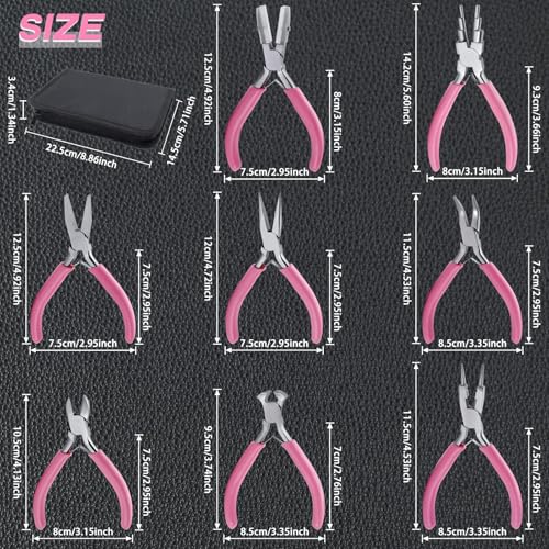 SPEEDWOX 8pcs Jewelry Pliers Set Jewelry Making Tools Nylon Flat Jaw Pliers Flat Nose Pliers With Smooth Jaw End Cutting Long Nose Bent Nose Diagonal Round Nose 6 In 1 Wire Wrapping Pliers For Beading