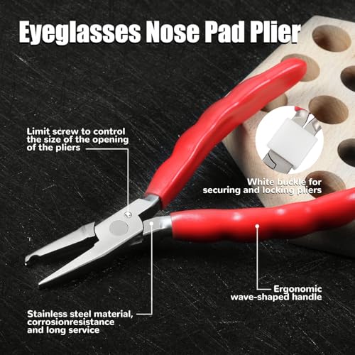 6 Inches Nose Pad Plier Adjusting Eyeglass Arms Frame Eyeglasses Repairing Plier Stainless Steel Optical Hand Tool Frames Clamp Repair Tool with Screwdriver and Glasses Cloth - style: Nose Pad Plier