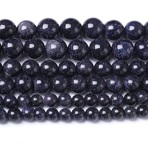 Natural Blue Stars Shine Stone Gemstone Round Crystal Energy Jade Beads Stone Beads for Jewelry Making DIY Bracelet Necklace Jewelry Making 1 Strand 15.5inch 60PCS 6MM - color: Blue stars shine stone, size: 6MM