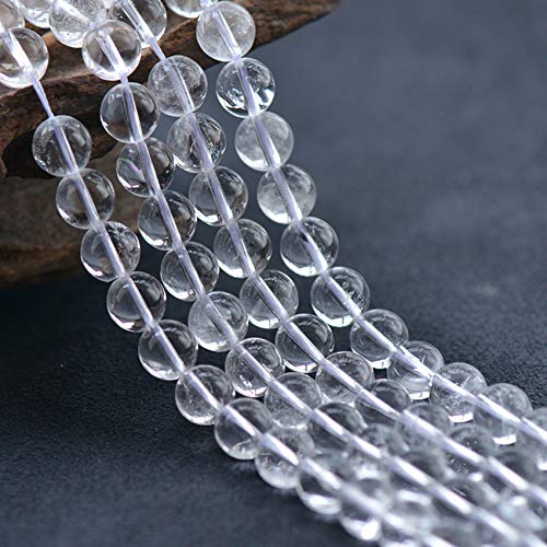 Natural Stone Beads 100pcs 8mm White Clear Crystal Quartz Round Stone Beading Loose Gemstone Hole 1mm DIY Smooth Beads for Bracelet Necklace Earrings Jewelry Making (Clear Crystal Quartz White, 8mm) - color: Clear Crystal Quartz White, size: 8mm