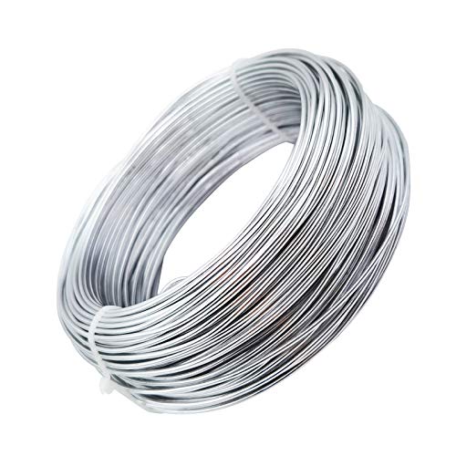 INSPIRELLE 15 Gauge 164 Feet Silver Aluminum Craft Wire Bendable Metal Wire for Jewelry Craft Making - color: Silver, size: 15 Gauge (1.5mm)