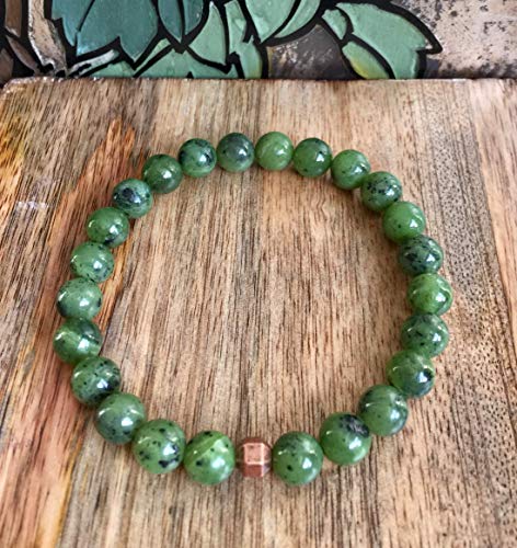 Mens Nephrite Jade Bracelet, Canadian Nephrite Jade, High Quality 8mm Canadian Nephrite Jade Bracelet, Authentic Nephrite Jade, Green Jade