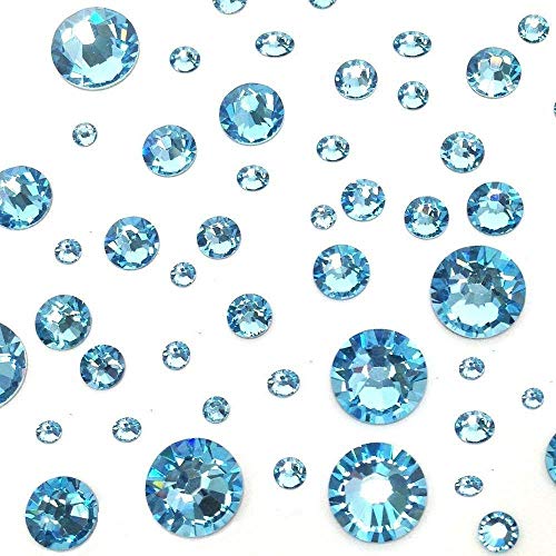 AD Beads 1440 Pieces Mixed Size Glue on Quality Glass Flatback Rhinestones Round Crystal Gems (05 Aquamarine) - color: Aquamarine 05