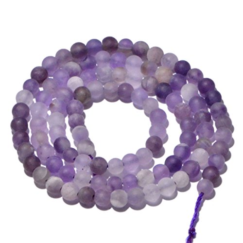 AD Beads Beautiful Natural Matte Gemstone Round Spacer Loose Beads 4-12mm (4mm, 09 Matte Dream Lace Amethyst) - color: 09 Matte Dream Lace Amethyst, size: 4mm