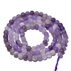 AD Beads Beautiful Natural Matte Gemstone Round Spacer Loose Beads 4-12mm (4mm, 09 Matte Dream Lace Amethyst) - color: 09 Matte Dream Lace Amethyst, size: 4mm
