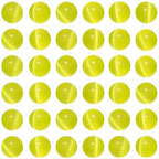 100pcs Lemon Yellow Cat Eye Beads 8mm Round Semi Precious Stone Hole Size 1mm DIY Charm Spacer Beading Smooth Gemstone Loose Beads for Jewelry Making Bracelets Necklaces Earrings Crafting - color: Lemon Yellow
