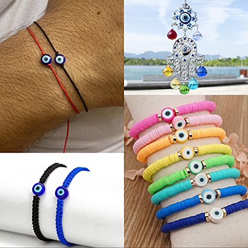 100pcs Evil Eye Polymer Clay 10mm Spacer Beads for Women Jewelry Making DIY Bracelet Necklace Hair Clip Accessories (Blue Evil Eye) - color: Blue Evil Eye
