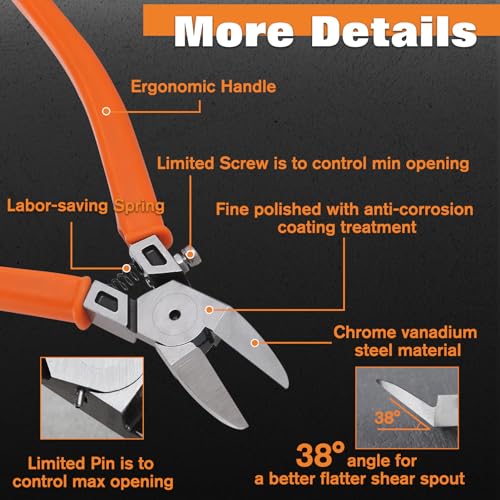 SPEEDWOX Wire Cutters 38 Angled Flush Cutters for Electronic Component Ultra-Sharp Diagonal Cutters Side Cutting Pliers Wire Snips for Jewelry Making Cutting Soft Wires, Electronics Zip Tes, Plastic - style: 38°angle