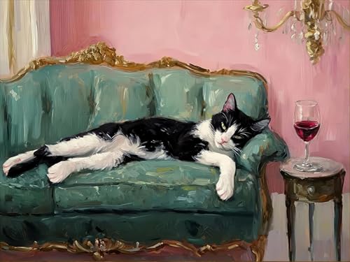 EIBEILI Diamond Art Kits for Adults, Vintage Cat Diamond Painting Art for Beginner DIY Round 5D Paint with Diamonds Pictures Gem Full Drill Diamond Dots Crystal Kits for Home Wall Decor Gifts 12x16in - color: DP02895