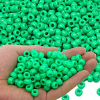 1000Pcs Green Pony Beads for Bracelet, Necklace, Jewelry Making, DIY Crafts, 6x9mm, Plastic, Round - color: Green