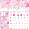 Cynailli 350 Pcs Junk Case Charms 3D Resin ABS Rose Flower Bows Butterfly Charm with Bows Moon Heart Pearls Fun Beads Flatback Resin Charms for Craft DIY-S2 - color: color-S2