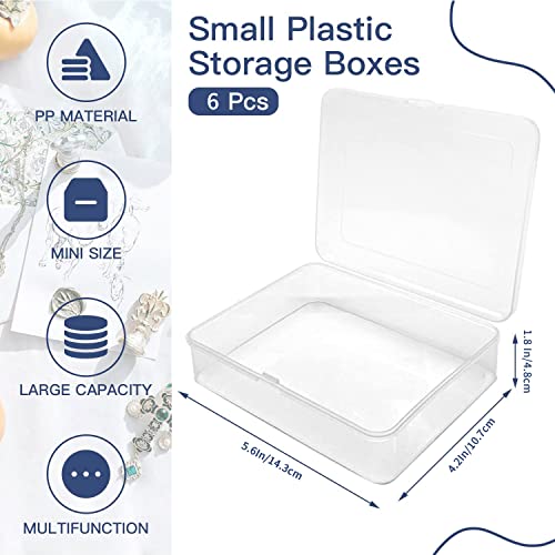 Goiio 6 Pcs 5.6x4.2x1.8 Inches Clear Rectangle Box for Collecting Small Items, Beads, Game Pieces, Business Cards, Crafts Accessories