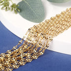 [33FT] 18K Gold PVD Plated Lip Chains for Jewelry Making 2MM Stainless Steel Sparkly Link Chain Bulk for Necklace Bracelet - color: Gold
