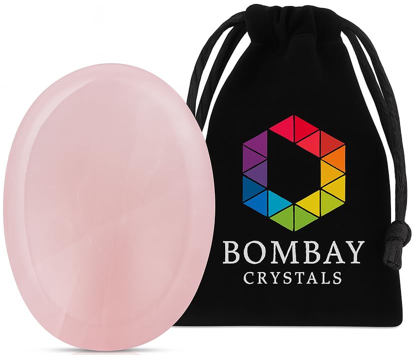 Rose Quartz Worry Stone – Natural Thumb Stone for Love, Anxiety Relief & Meditation | Pocket Palm Stone for Reiki, Crystal Healing, Stress Relief, Chakra Balancing & Spiritual Energy - color: Rose Pink