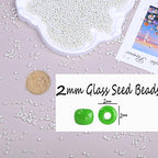 2mm Glass Seed Beads Bulk, Beige 12/0 Tiny Round Seed Bead, Small Mini Pony Craft Beads for Bracelet Necklace Wrist Jewelry Making Beading Weaving DIY Crafts Supplies - color: Beige