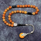 Simple Designed Natural Stone Worry Beads - Prayer Beads Tesbih-Tasbih-Tasbeeh-Misbaha-Subha-Sebha-Sibha-Rosary (Orange Aventurine Natural Stone -8 mm 33- Beads/Drop Tassel) - color: Orange Aventurine Natural Stone -8 mm 33- Beads / Drop Tassel