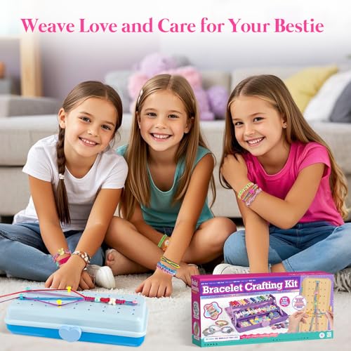 TingingYuli Friendship Bracelet Making Kit for Girls 8-12, DIY String Bracelet Maker with 3-Layer Storage Box, Arts and Crafts for Kids Ages 6-12, Easter Christmas Birthday Gift Set - color: Light Blue