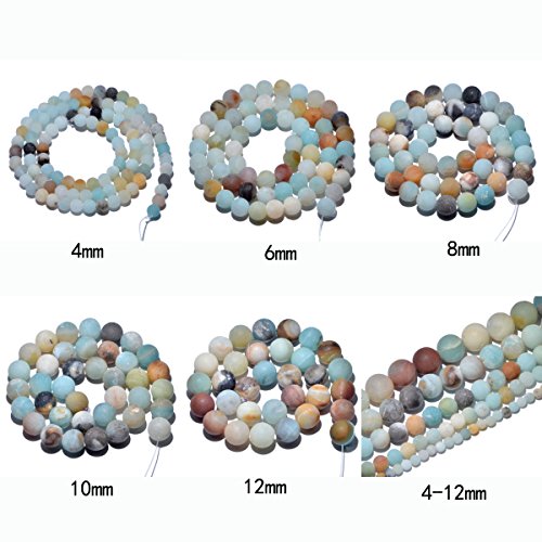 AD Beads Beautiful Natural Matte Gemstone Round Spacer Loose Beads 4-12mm (6mm, 07 Matte Purple Jasper) - color: 07 Matte Purple Jasper, size: 6mm