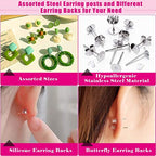 Earring Posts and Backs, Flasoo 700Pcs Stud Earring Making Kit with 300Pcs Stainless Steel Earring Posts and 400Pcs Earring Backs, Earring Supplies Kit for DIY Earrings and Jewelry Making - color: Silver