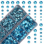 10000Pcs 2-Boxes Mixed Size Hot Fix Round Crystals Gems Glass Stones Hotfix Flat Back Rhinestones with Tweezers and Picking Pencil (Aquamarine) - color: Aquamarine, size: 2-Box (10000pcs)