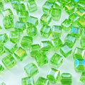 Crystal Glass Beads 100 Pieces 6mm Cube Crystal Glass Beads Faceted Square Shape Spacer Beads for Jewelry Making Bracelet Earring Necklace DIY Craft Making Supplies(Light Green AB) - color: Light Green AB, size: 6mm