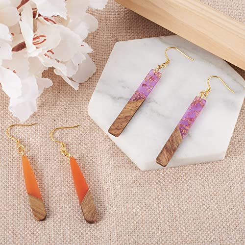 FASHEWELRY 18Pcs Wood Resin Earrings Charms Long Drop & Bar Shape Wooden Earring Blanks Earring Findings for Earrings Jewelry Making Kit with 120Pcs Earring Hooks & Jump Rings - color: 0Long Drop & Bar