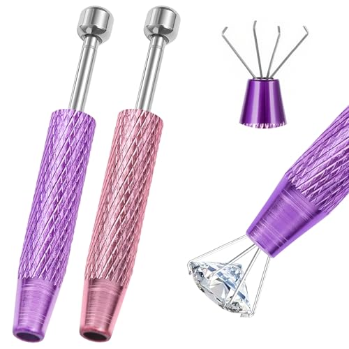 Piercing Ball Grabber Tool, 4 - Claw Stainless Steel Jeweler Pick Up Tools,Septum Ball Screw Tool for Piercing Changing/Removal/Holder,Earring Pearl Grabber for Jewelry - color: 1pc Pink, 1pc Purple