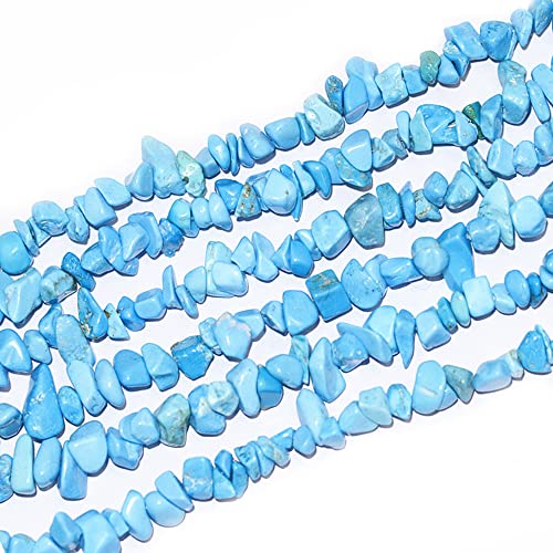 7-8mm Natural Blue Turquoise Gemstone Chips Loose Beads Semi Precious for Jewelry Making DIY Handmade Craft Supplies 1 Strand per Bag Approxi 34" - color: Blue Turquoise