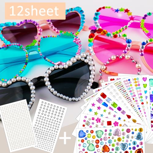 3500pcs Gem Stickers Jewels for Crafts，12 Sheets Rhinestone Stickers for DIY Craft，Stick on Gems Rhinestones for Crafts, Kids Art Supplies (Self-Adhesive Sparkle Jewels)