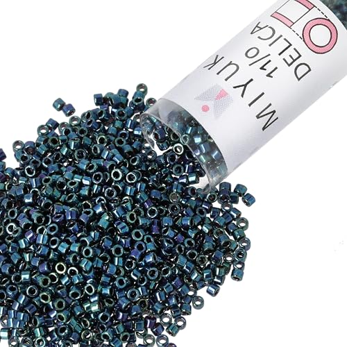 Miyuki Delica Seed Beads – Size 11/0 (1.6 mm), DB1005, Metallic Purple/Gold Iris, 7.2 g, Approx. 1440 Beads, Made in Japan - color: DB1005 - Metallic Purple/Gold Iris